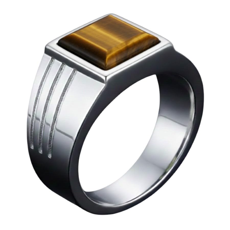 Bague œil de tigre homme en argent pour vos tenues de soirée chic