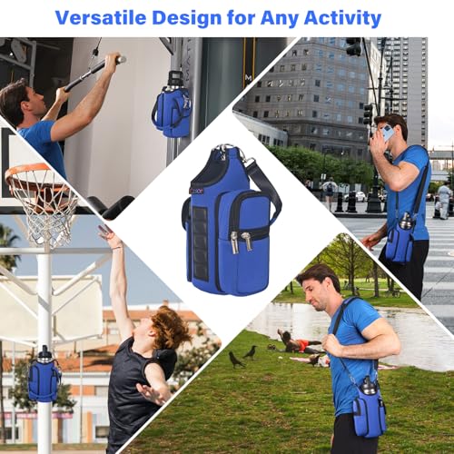 Image of icolor Magnetic Gym Bag Water Bottle Carrier Holder with Phone Pockets & Shoulder Strap,Gym Magnetic Bag 5 Built-in Magnets Gym Accessories Organizer Pouch Sling Sleeve for Men Women