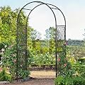 87" x 60" Heavy Duty Metal Garden Arbor Arch Trellis – Weather-Resistant Black Decorative Outdoor Archway for Weddings, Climbing Plants, Patio, Lawn, Backyard & Pathways