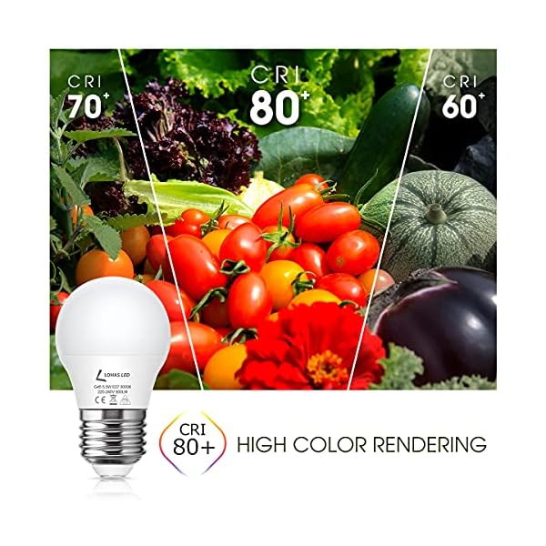 LOHAS E27 LED Lampe, 5.5W G45 LED Leuchtmittel, Ersatz für 40W Glühbirne, 3000K Warmweiß, 500LM, Nicht Dimmbar, 220-240V… – Bild 5