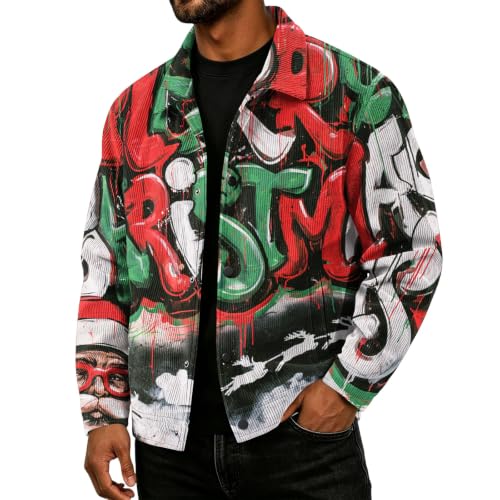 Fall Jacket for Men Streetwear Christmas Print Loose Comfortable Jacket - image 2