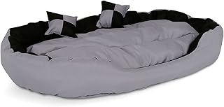lionto by dibea Letto per cani cuscino per cani tessuto Oxford 4-in-1 design (M) 85x70 cm nero/grigio