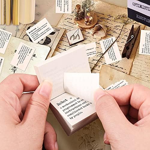 800pcs Vintage Tiny Dictionary Decorative Craft Papers, ToyaJeco 91pcs English Blessing Quotes Adhesive Sticker, Mini Portable Dictionary Scrapbook Paper Sticker for Scrapbooking Bullet Journals