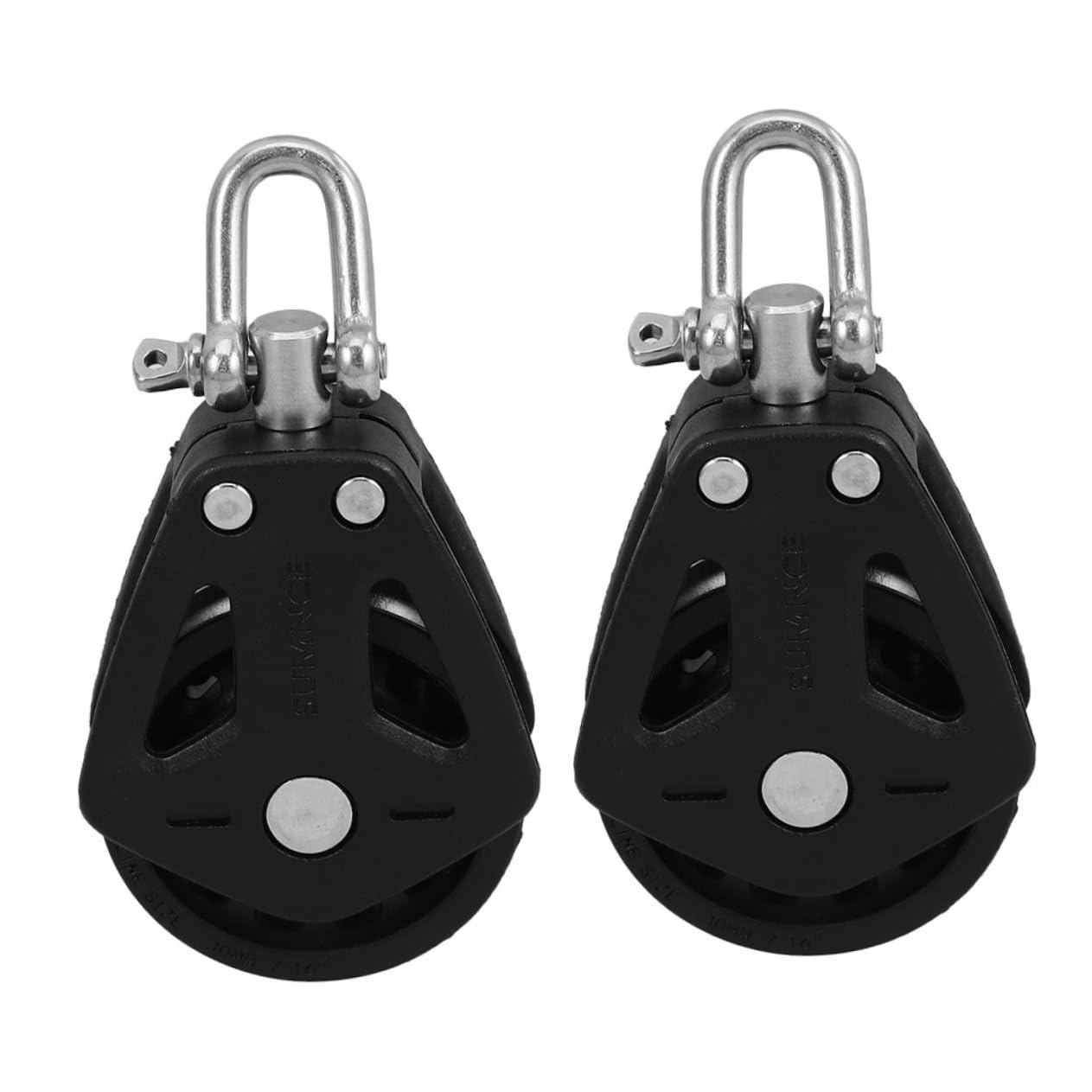 MUSISALY 2Pcs Nylon Boat Pulley with Smooth Rotating Bearing Double Head Block for Sailboats Equipment High Load Capacity Durable Versatile Accessories