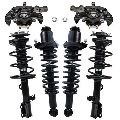 Image of Detroit Axle - Front Steering Knuckles & Hub Bearings Struts w /Coil Springs Replacement for 2003-2008 Toyota Corolla - 6pc Set