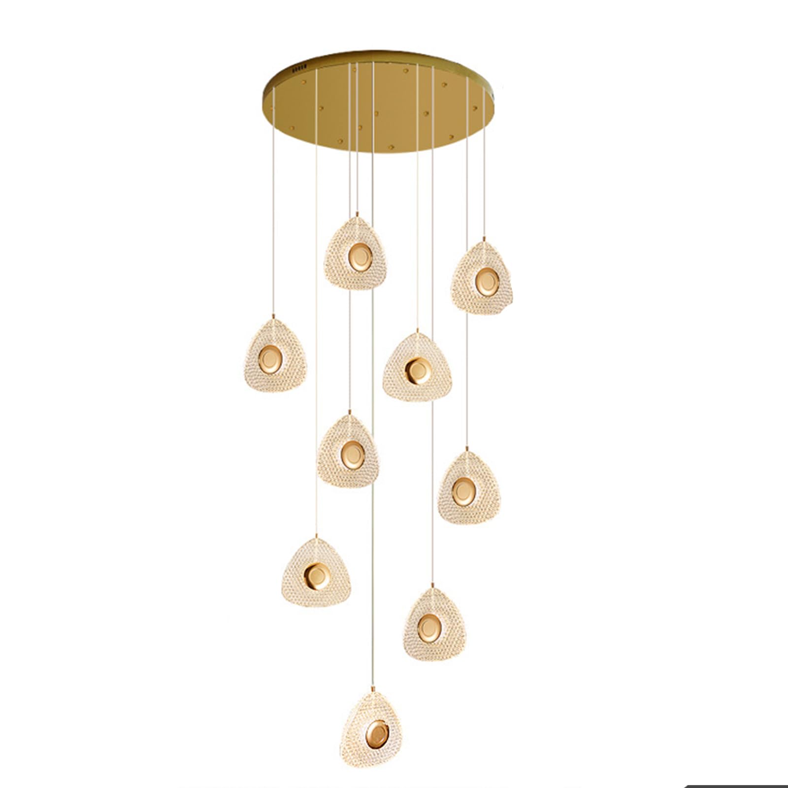 Luminaire suspendu LED grand escalier suspension 10 têtes plafond haut salon