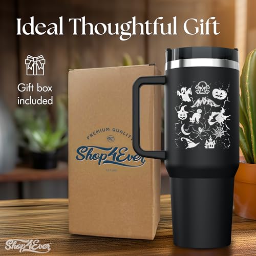 Halloween Pumpkin Skull Witch Stainless Steel Tumbler 40 oz. (Black) for Shop4ever Fans