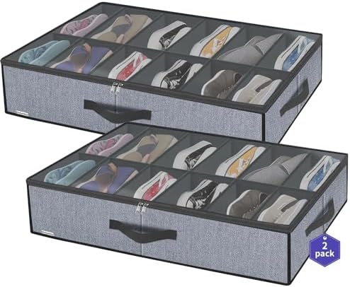 Large Under Bed Shoe Organizer (6 to 12 Pairs x 2)