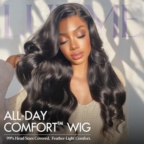 Image of LUVME HAIR All-Day Comfort Real Glueless 7x6 HD Lace Wig 200% Density Hair PartingMax Lace Wigs Loose Body Wave Lace Front Wigs Human Hair Pre Cut Plucked Lace Frontal 20 Inches Natural Black Color