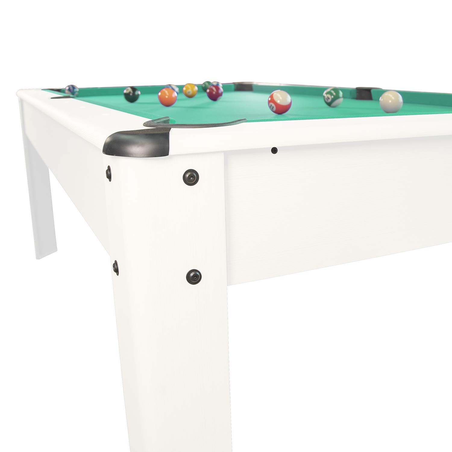Billard Américain Harmony 6Ft - 206,5 x 116,5 x 80 cm avec Accessoires et Plateau dînatoire - Couleur Ivoire (Blanc) et Tapis Vert