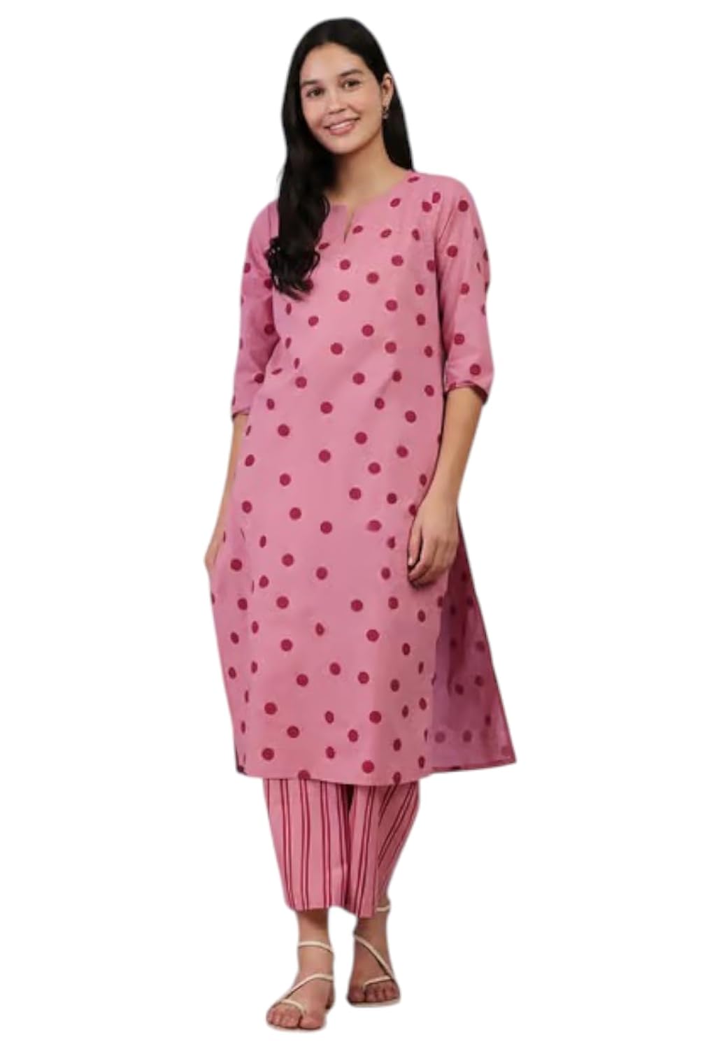 LookMark Women Viscose Rayon Polka Dot Printed Stitched Kurta with Pant | Pink Color Kurta Set | Kurta with Pant Set for W... - Review, Price and Buying Guide