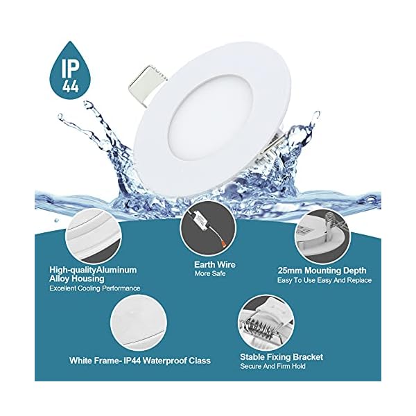 Bettizia LED Einbaustrahler Einbaustrahler LED Panellampe Rund Deckenstrahler Farbwechsel 3 in1 LED Panel IP44 Für… – Bild 6