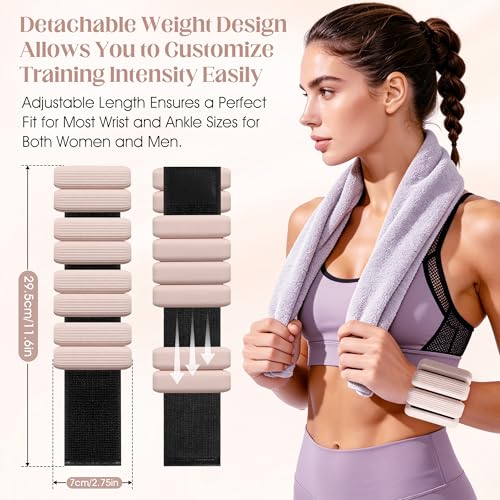 Image of Wrist Weights, 2Pack Adjustable Ankle Weights for Women /Men, Silicone Weighted Bangles for Yoga, Pilates, Running & Walking, Arm & Leg Weights, 2lb