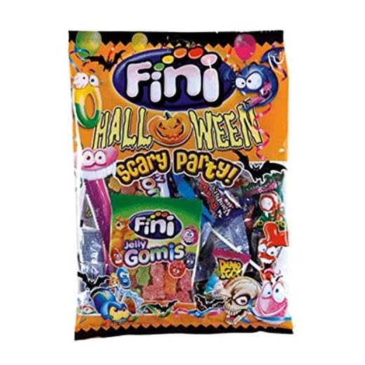 Fini Scary Party Mix | Surtido de Dulces Halloween con Gominolas, Piruletas, Geles y Chicles - 180 gr