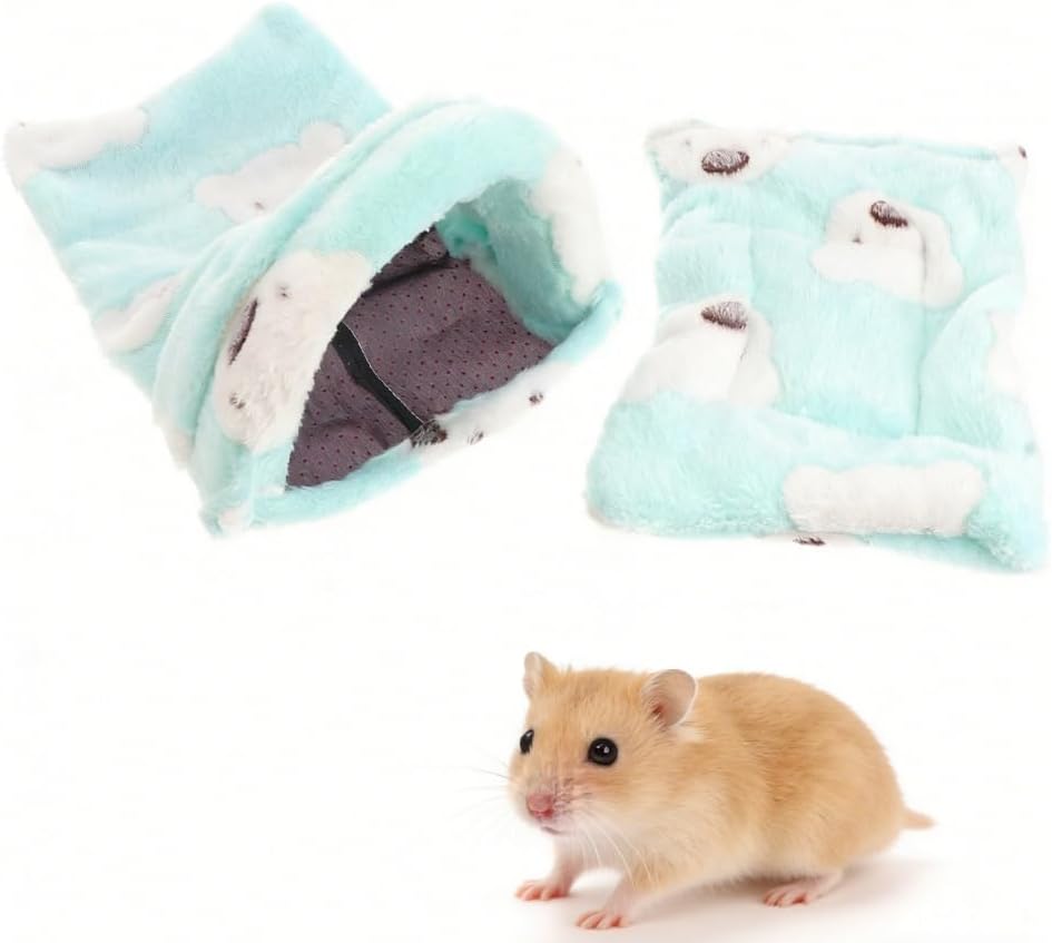 Hemobllo Soft Guinea Pig House & Sleeping Bag, Detachable Washable Hamster Hideout - Warm Small Pet Bed for Hedgehog, Chinchilla & Rats - Cozy Guinea Pig Cage Accessories & Bedding, Forest Green