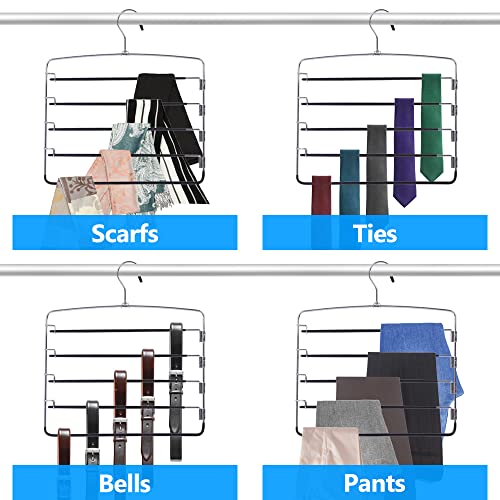 Pants Hangers 3 Pieces,5 Tier Closet Organizers And Storage Clothes Hangers,Hangers Space Saving With Swing Arm,Multiple Metal Hangers Clothes Organization For Pants Trousers Jeans Leggings Slacks #TOP5