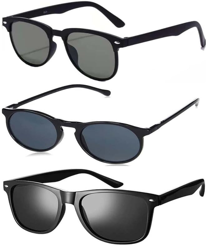 younky Unisex UV400 Protection| Combo Offer Pack of 3 Stylish Black Shade| Round, Rectangular Sunglasses for Men and Women with Box| #3-648-picture-31