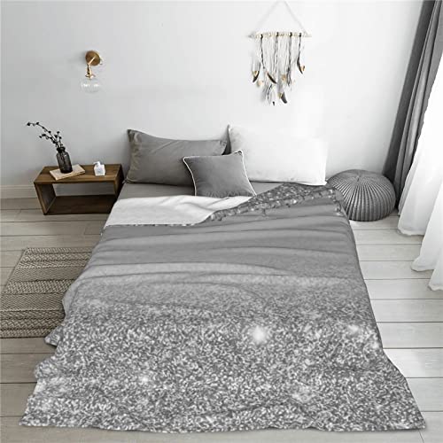 Silver Dripping Glitter Flannel Fleece Blanket Ultra-Soft Fluffy Warm Throw Blanket For Couch Bed All Seasons Suitable For Women, Men #TOP5