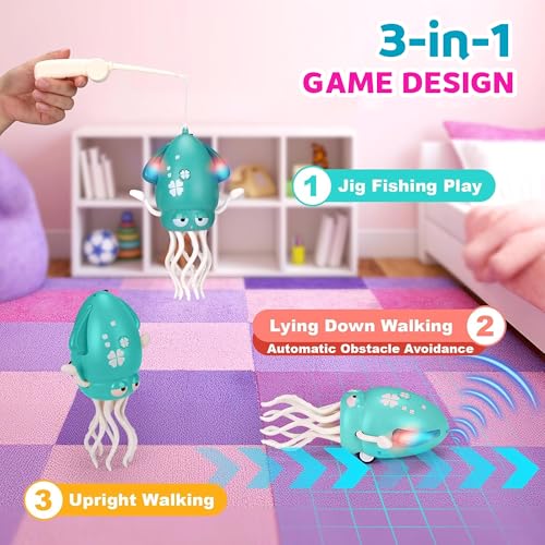 Image of Kidology Dancing Octopus Tummy Time Toy for Babies - Squid Toys | Musical Crawling Baby Toy with LED Lights | Supports First Crawl to Toddler Play | Sensory Interactive Gift for Boys & Girls - Green