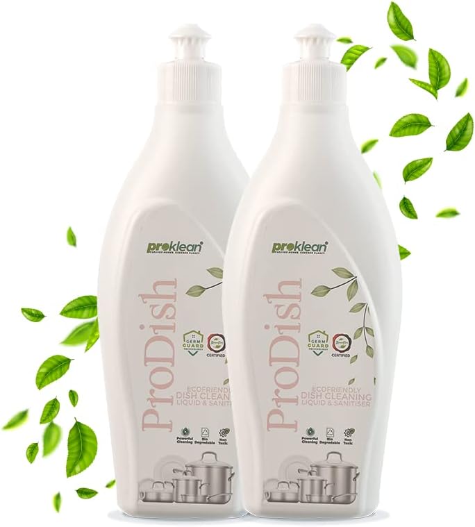 ProkleanDishwash Liquid Gel For Remove burnt-on food, Oil/grease & Odour, Natural & Organic Dish Cleaning liquid Gel, ProDish Wash Disinfectant Liquid, Non-Toxic Dishwasher liquid | 500ML Pack of 2