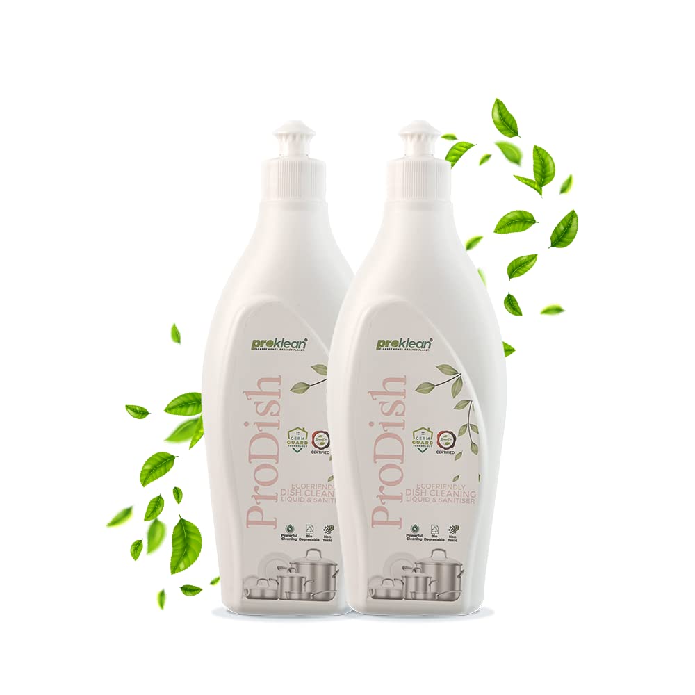ProkleanDishwash Liquid Gel For Remove burnt-on food, Oil/grease & Odour, Natural & Organic Dish Cleaning liquid Gel, ProDish Wash Disinfectant Liquid, Non-Toxic Dishwasher liquid | 500ML Pack of 2