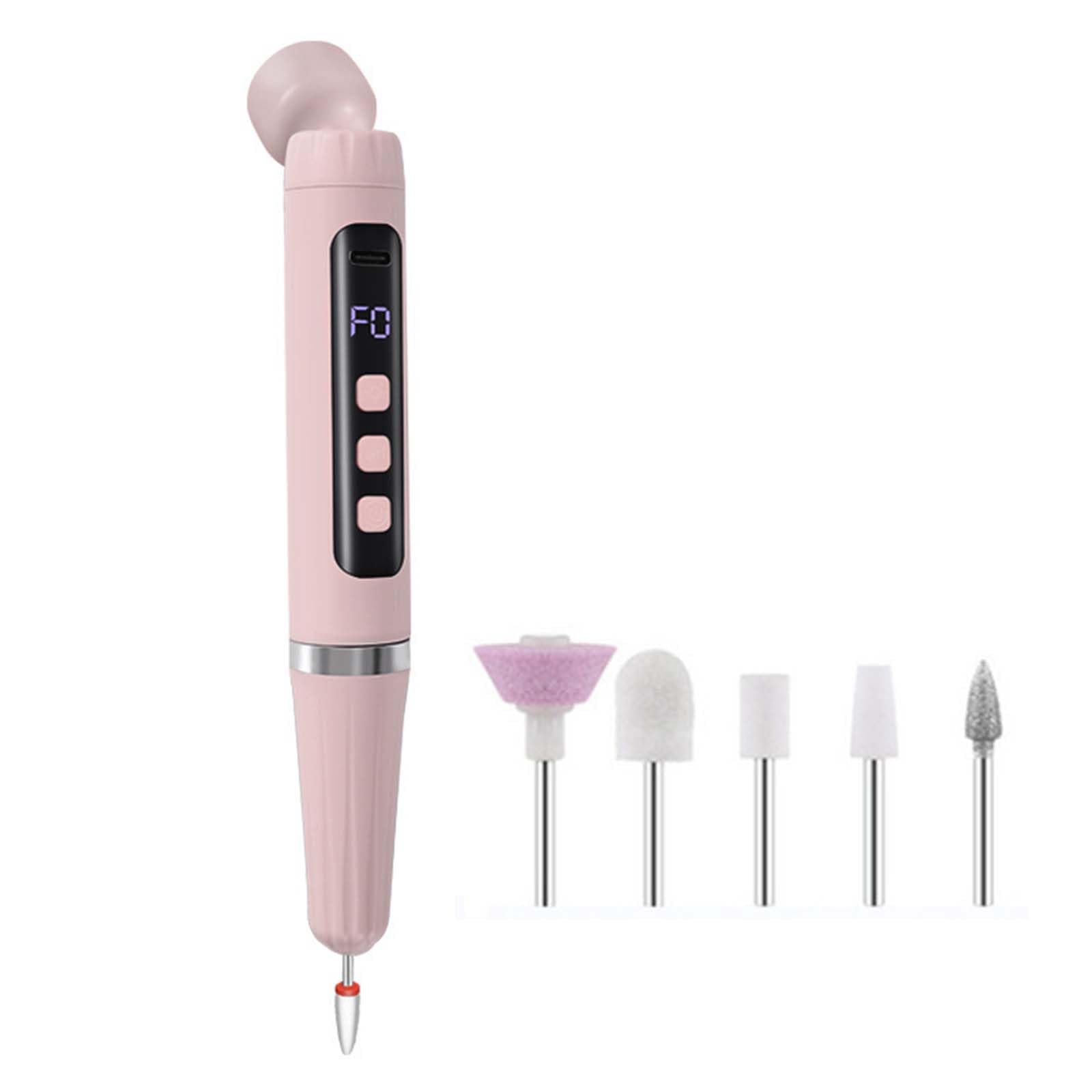 Torno Para Uñas Profesional Torno Uñas Cortauñas Electrico Adultos Profesional Electrico Mango largo Kit Pequeño Portátil Recargable Por USB Potente Velocidad De Rotación (pink,18.7x2.6cm)