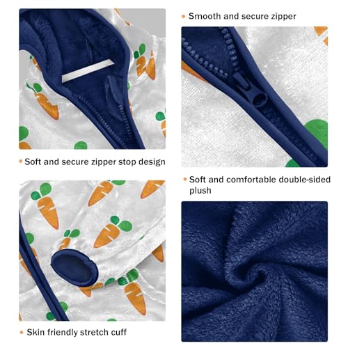 Carrot Toddler Fleece Jacket Baby Boys Hooded Zipper Long Sleeve Thick Warm Outerwear 3-10 Years3