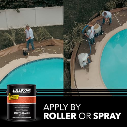 Image of Tuff Coat Medium Texture Rubberized Non-Skid Deck Coating - Textured Non-Slip Safety Surface for Pool Decks, Docks, Boat Ramps, Patios, Walkways & High-Traffic Areas (UT-220 Safety Orange 1- gallon)