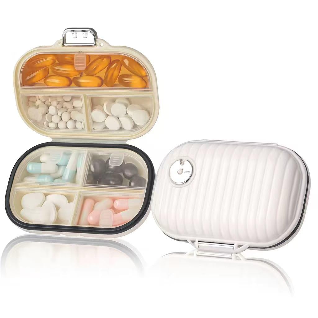 Pill Medicine Organizer Storage Box with 7 Compartments - Made of Food Grade Cereal Fiber, Moisture Proof, BPA free Wheat Straw Material, Pocket, Purse, Daily Pill Case, Ideal for Travel, Portable Medicine Vitamin Holder Container 7 GRID SQUARE PILL BOX-image-42