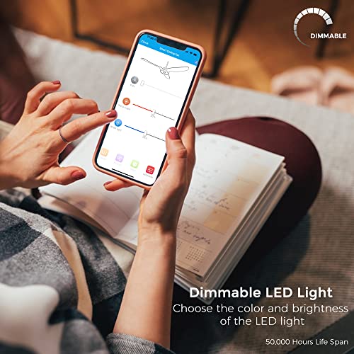 Smafan Smart Ceiling Fan 52'' 5-Blade With Remote Control, Dc Motor With 10 Speed, Dimmable Led Light Kit Included, Apex Works With Google Assistant And Amazon Alexa, Siri Shortcut (Black And Gold) #TOP3