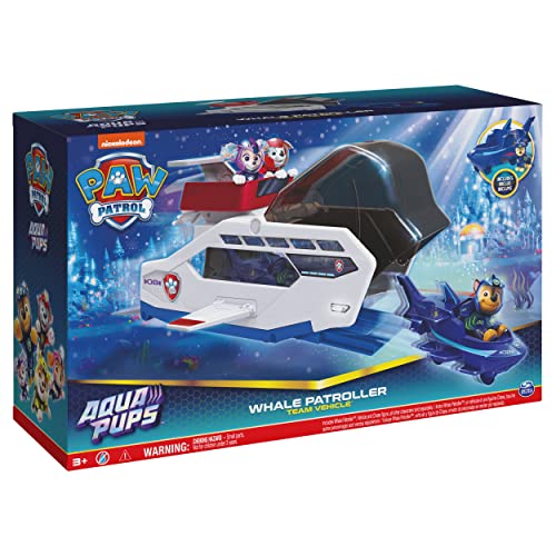 Paw Patrol Aqua Pups Whale Patroller Team Vehicle with Chase Action Figure, Toy Car and Vehicle Launcher, Kids Toys for Ages 3 and up|Made in India - Image 2 thumbnail