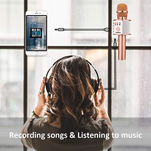 Bonaok Wireless Bluetooth Karaoke Microphone, 3-In-1 Portable Handheld Mic Speaker For All Smartphones,Gifts For Girls Kids Adults All Age Q37(Rose Gold) #TOP5