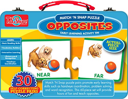 Image of TS Shure by Bendon Opposites 30-Piece Matching Puzzle with Tin Storage Case Pre-School Kindergarten Learning 51467 | Match 'n Snap Puzzle, Pre-School Kindergarten Early Learning Activity