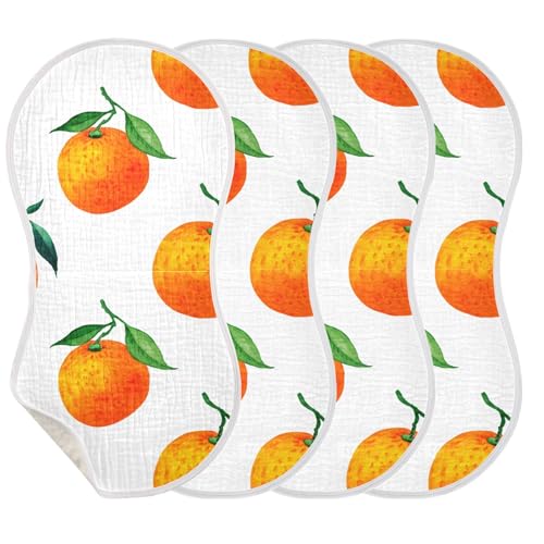 xigua Watercolor Oranges Baby Burp Cloths for Newborn Boys and Girls 4 Pack, Soft & Absorbent Cotton Baby Burp Cloth, Baby Washcloths, Newborn Towel, Burp Rags3