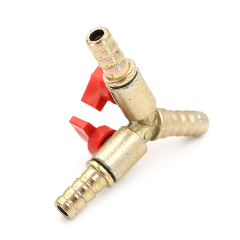 Messing 3-Wege-Kugelhahn – 1,9 Cm (3/4 Zoll) Außendurchmesser, Mit Widerhaken, Für Schläuche (Luft, Wasser, Gas), Inkl. Klemmen