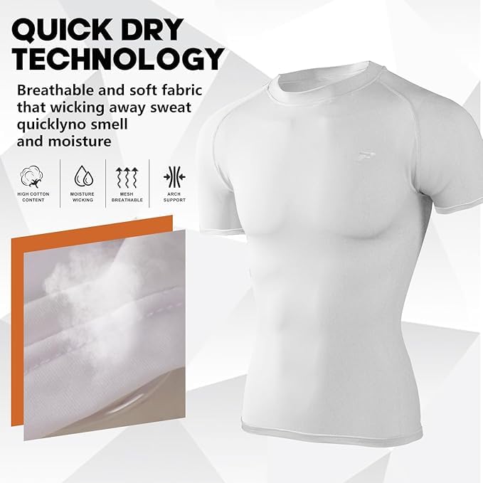 Men's Compression Quick Dry Short Shirts UPF 50+ UV Sun Protection Workout Undershirts Weatherproof Rash Guard4