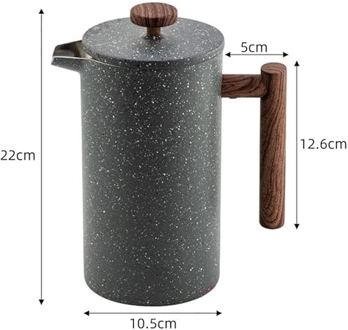 Miniatura 7 de Cafetera de prensa francesa de acero inoxidable, doble pared aislada, cafetera y tetera, mantiene el café o té preparado caliente, 33.8 fl oz, gris