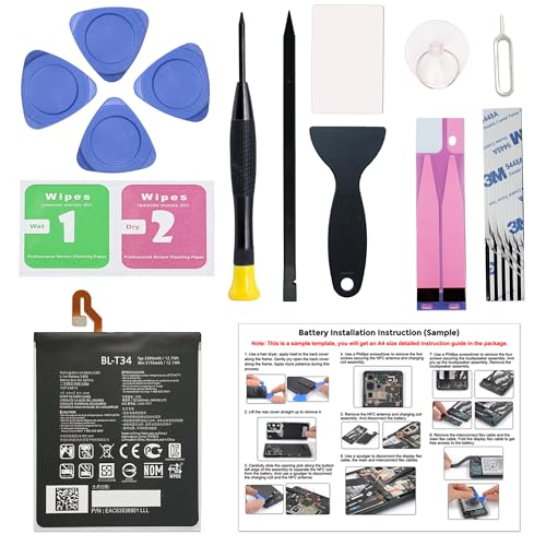 MAXSHARKS Fit for LG V30 / V30+ / V35 / V35+ Battery Replacement, with Installation Manual BL-T34 Battery for LG V30 / V30+ / V35 / V35+ with Repair Toolkit