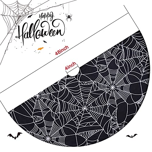 Yuboo Black Halloween Christmas Tree Skirt With Spider Web,48 Inches Black Halloween Ornaments For Xmas Holiday Party Decorations #TOP7