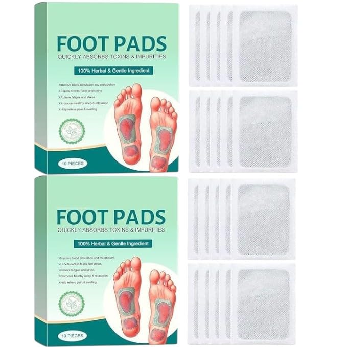 20 Pieces Pack of 2 Herbal Detox Foot Pads with Bamboo Vinegar, Natural Ingredients for Sleep Aid and Pain Relief,Acupoint Micro-Massage Technology
