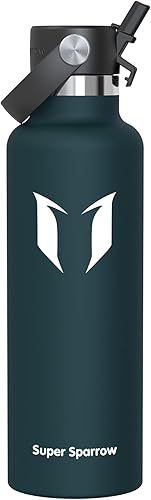 Miniatura 161 de Super Sparrow Botella de Agua Aislada - 17 Oz / 25 Oz / 34 Oz - Frasco FlipFlow de Boca Estándar - Libre de BPA, Botella a Prueba de Fugas - azul