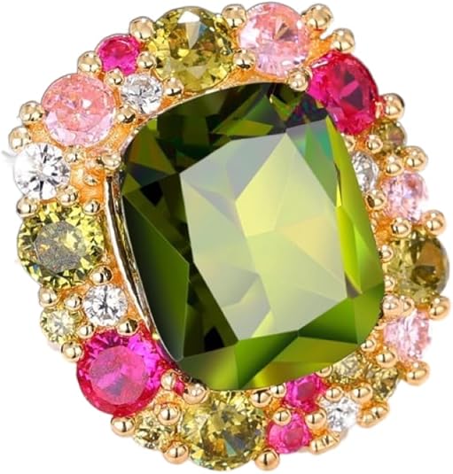 925 sterling silver Shiny multi-colored diamond Wedding ring Engagement ring Cubic Zirconia Diamond Rings Clothing, Shoes & Jewelry Women Jewelry Rings Statement