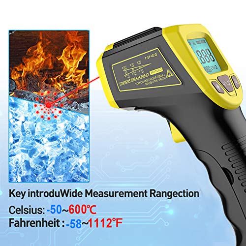 Btuty infravermelho, pistola de temperatura a laser digital sem contato -58 ° F a 1112 ° F (-50 ° C