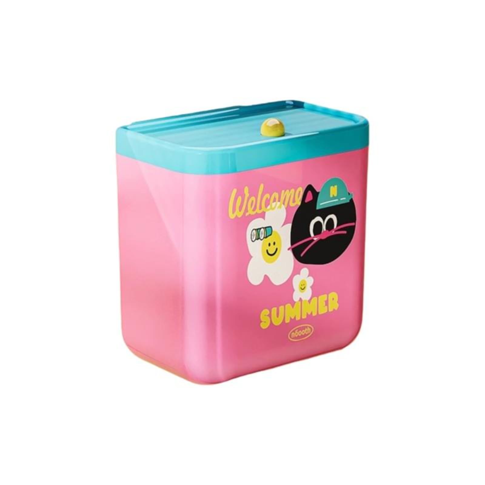 Wall-Mounted Trash Can Hanging Garbage Bin with Lid Bathroom Kitchen Summer Kitten-image-46