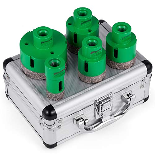 Guellin 5PCS Diamante Corona Perforación 25/40/45/50/68mm Corona de Perforación M14 Brocas de Diamante para Perforación Diamond Hole Saw Set (5PCS 25/40/45/50/68mm) Cover