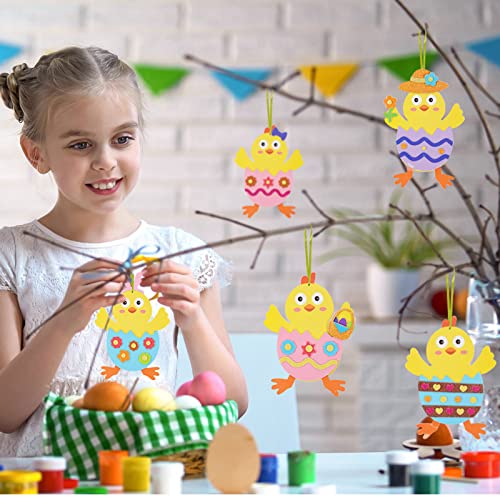 LAMEK 12 Osterküken Bastelset für Kinder Ostern Anhänger Deko Kreative Kunsthandwerk Bastelhandwerk Kreativset mit Mix… – Bild 4