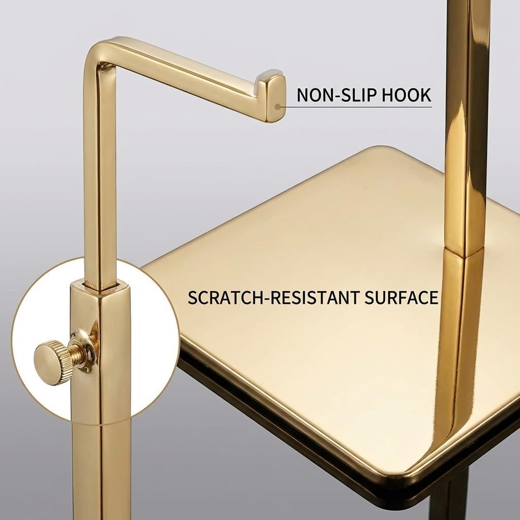 Single Hook Adjustable Purse Display Stand Metal Adjustable Handbag Bag Display Rack Holder (GOLD)