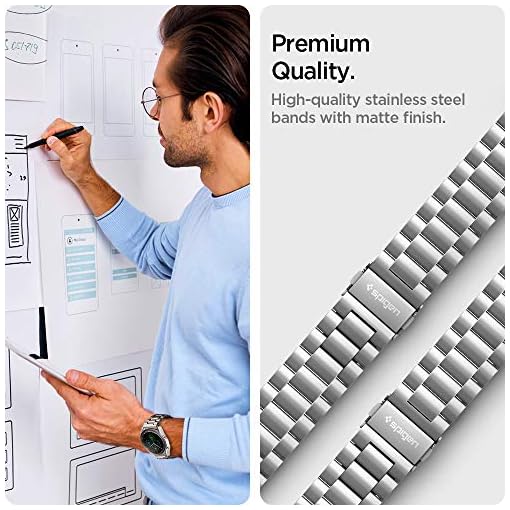 Spigen Modern Fit for Samsung Galaxy Watch 3 Strap 45mm, Galaxy Watch 46mm and other smartwatch models compatible with 22mm Strap Band -Silver - Image 7