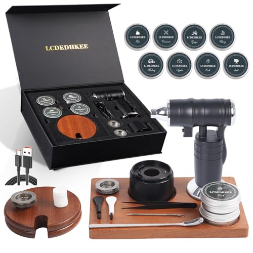 LCDEDHKEE Cocktail Smoker Kit, Bartender kit, Old Fashioned Smoker,Whiskey Smoker, Bar kit, Elevate Your Culinary and Mixology Game with a Touch of Smoked Elegance, Black