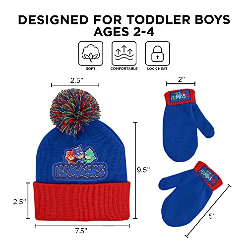 Image of PJ Masks Boys Winter Accessory Hat And Mittens Set, Toddler Beanie For Kids Ages 2-4